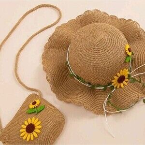 Toddler Girls Sunflower Sun Hat and Hand Bag Set